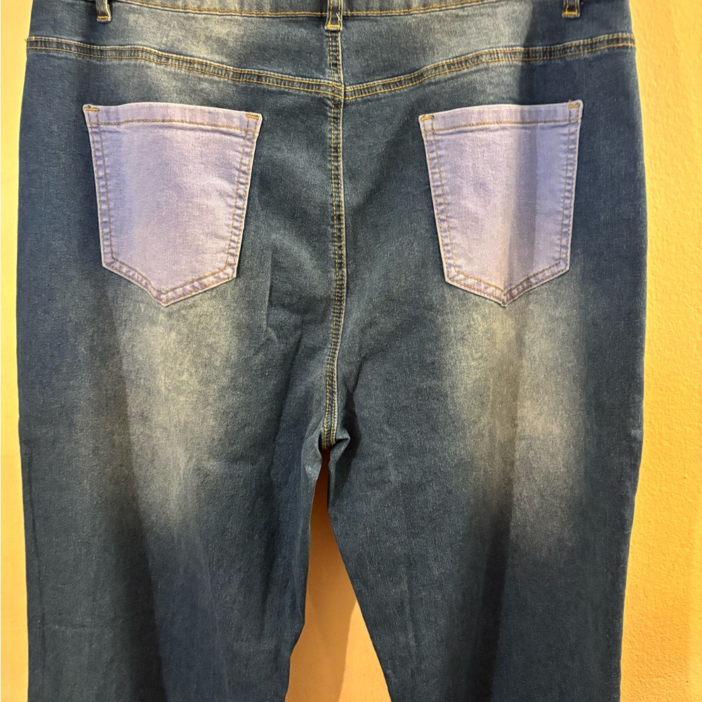 Two Tone Flare Leg Blue Denim Jeans NWOT Sizes XL, 2X, 3X - Picture 7 of 7